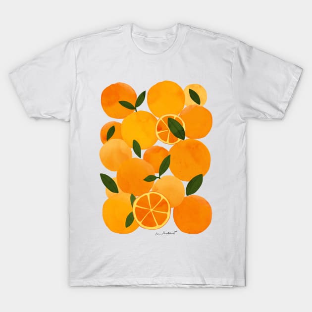 Still life of summer mediterranean oranges T-Shirt by Elbuenlimon